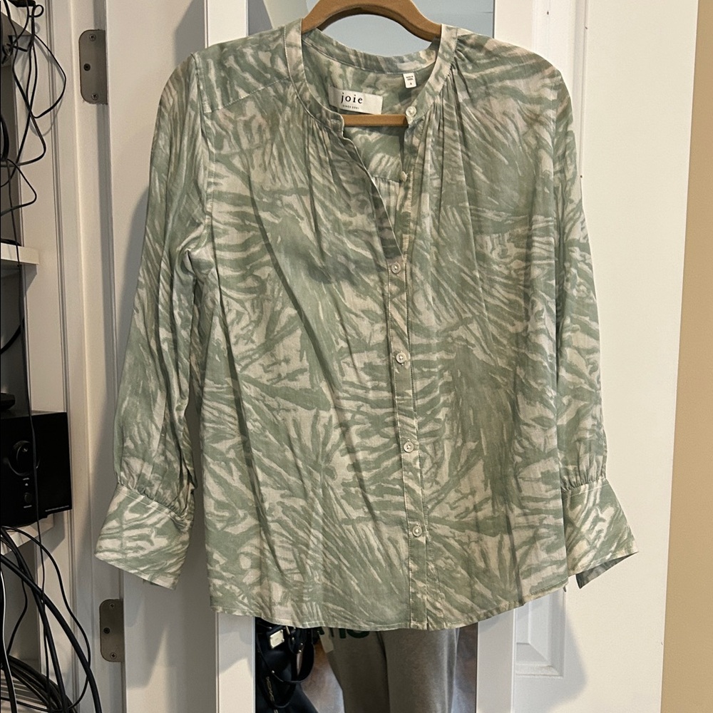 Joie Sage Green Abstract Blouse